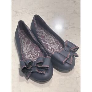 Athena Women’s Leather Bow Slip On‎ Ballerina Ballet Flat Shoes Size 7 Blue Pink